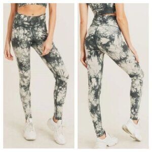 MONO B High Waist Tie Dye Legging Green Brown Size Large Boho Activewear